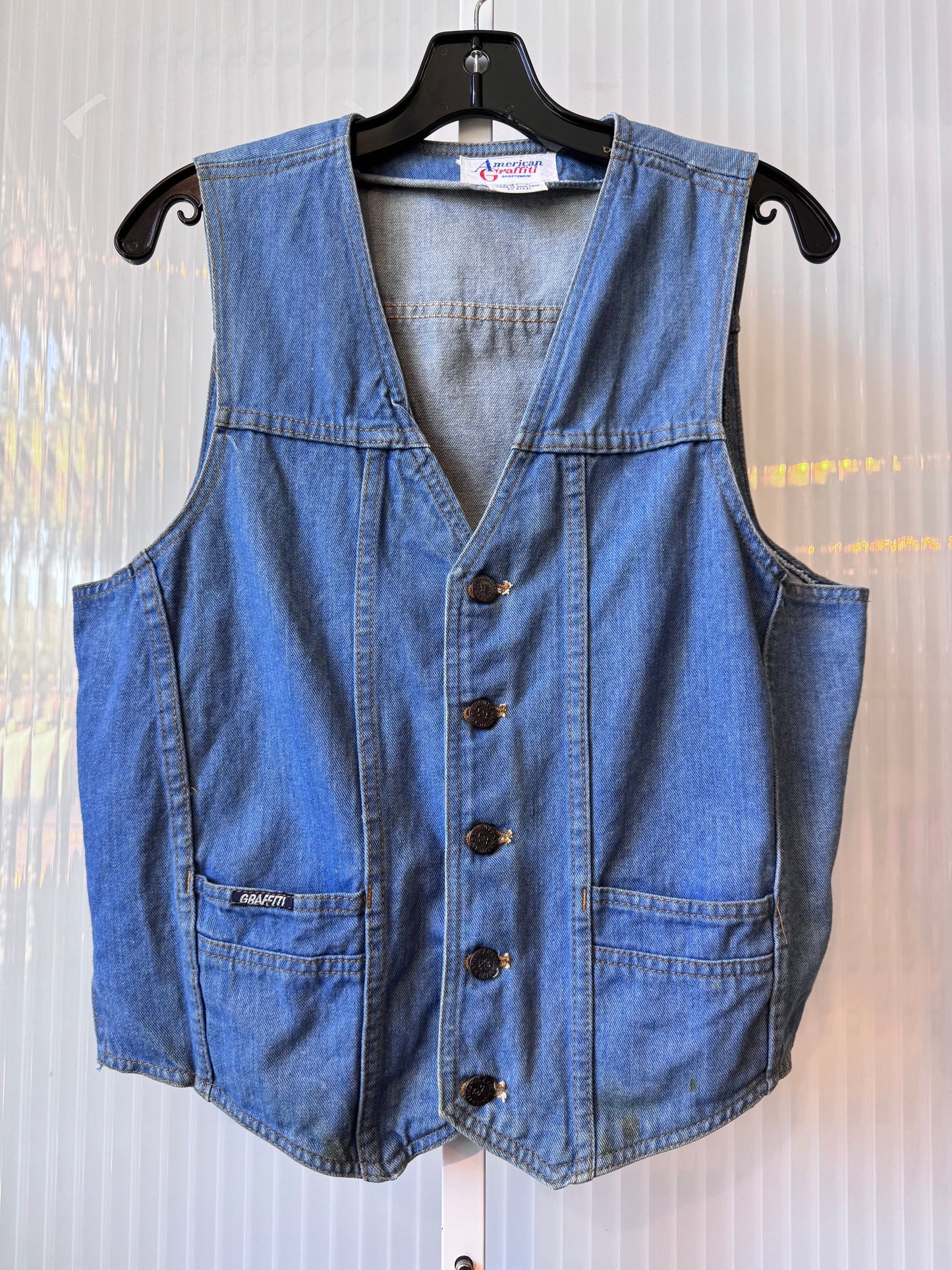 1970s Medium Wash Denim Vest