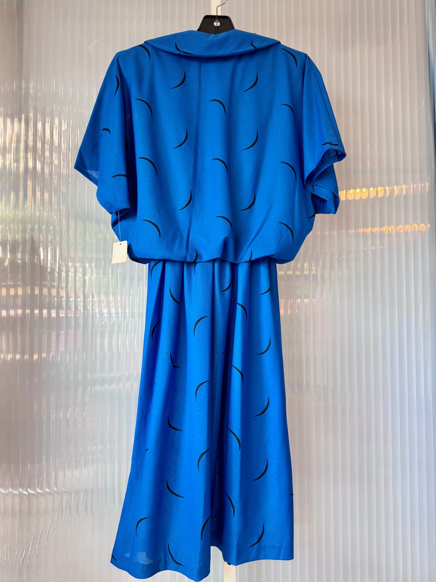 1980s Blue & Black Dress