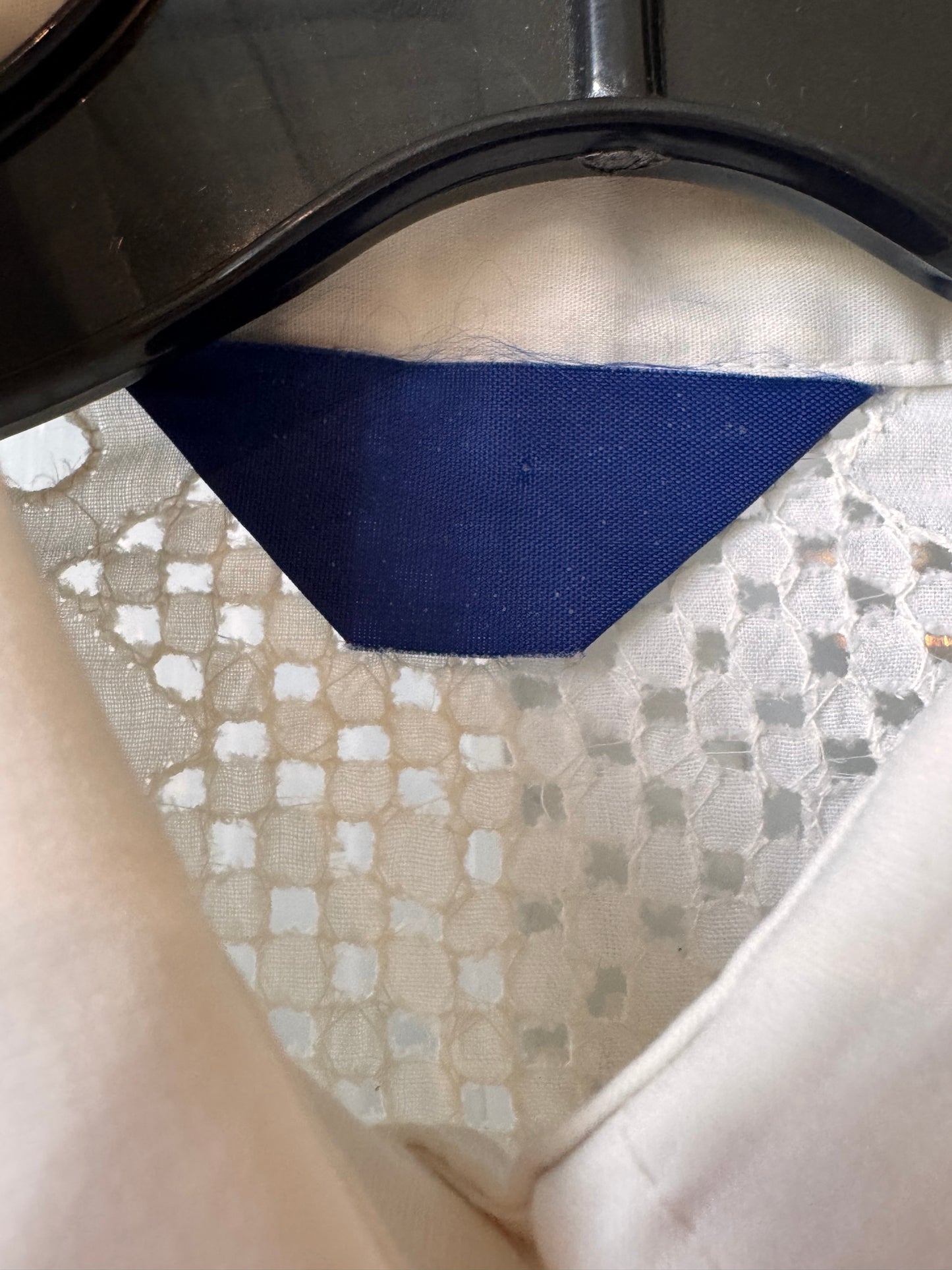 1970s White Western Pearl-Snap Blouse w/ Eyelet Lace Yoke