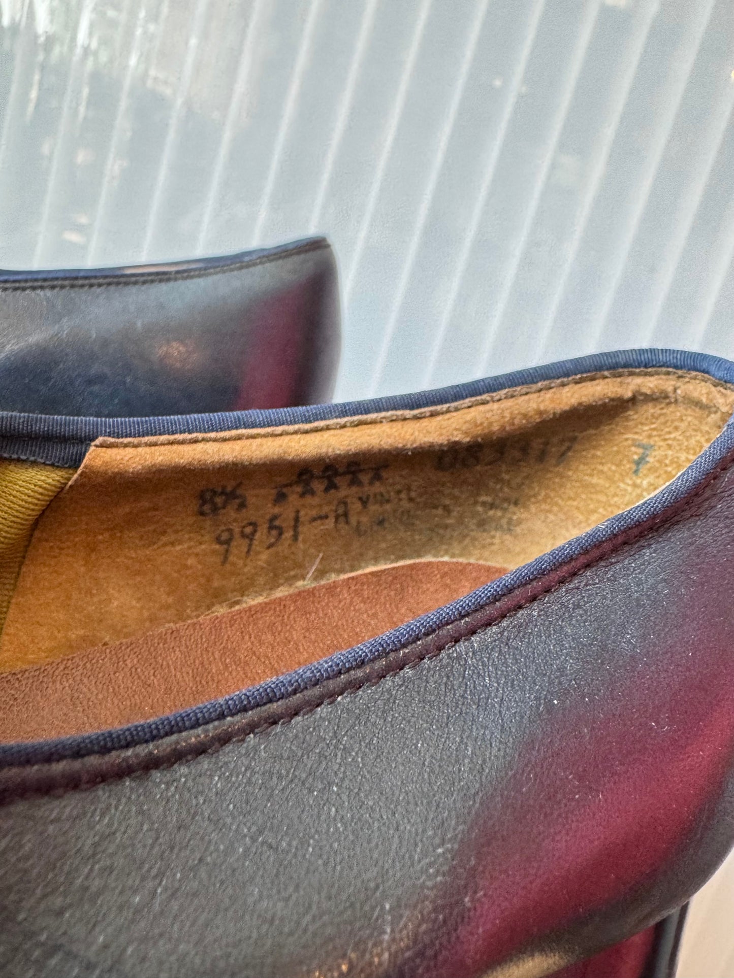 1960s / 1970s Navy Blue & Red Oxford Block Heels