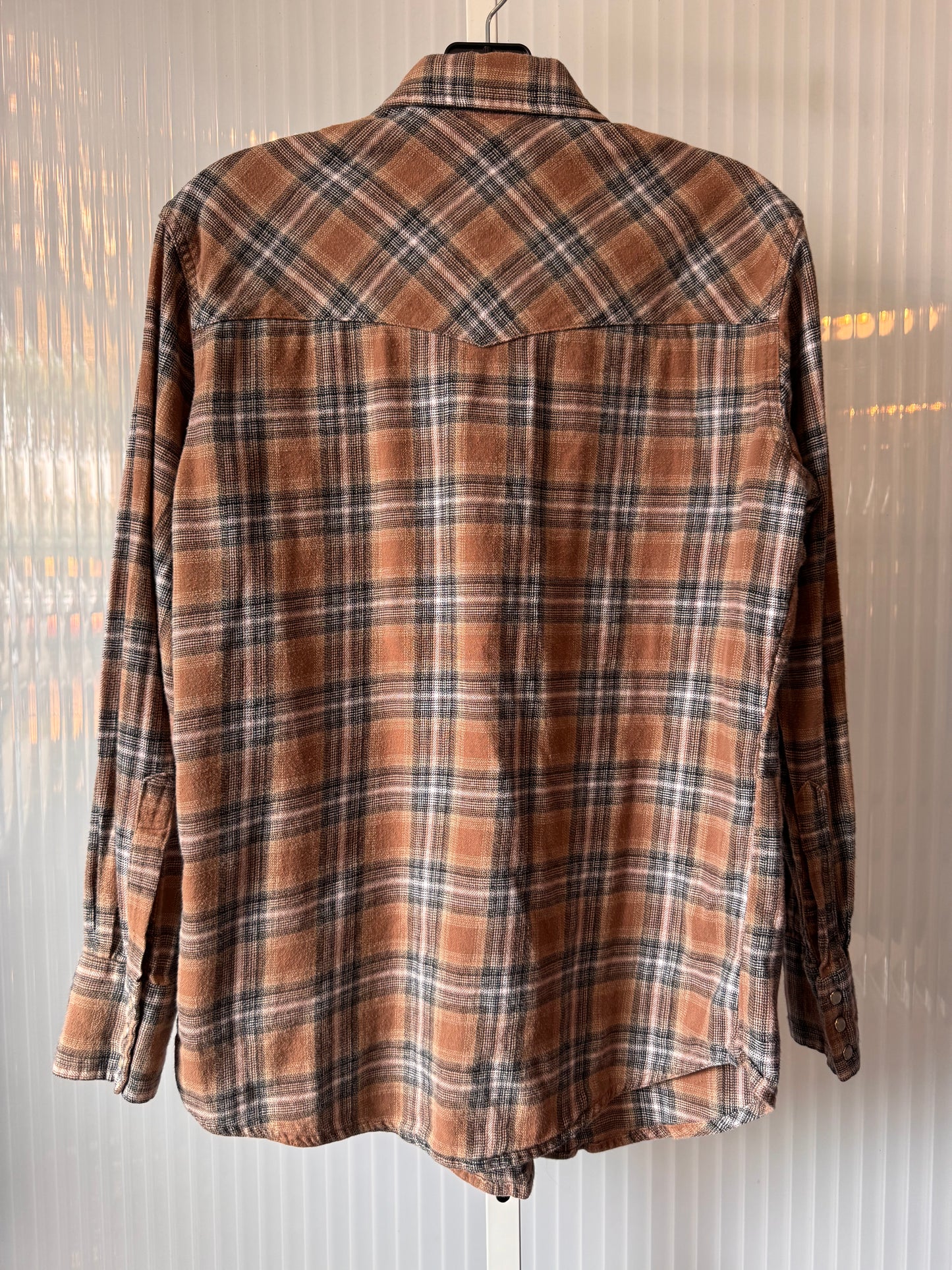 2000s Brown Plaid Flannel Western Shirt