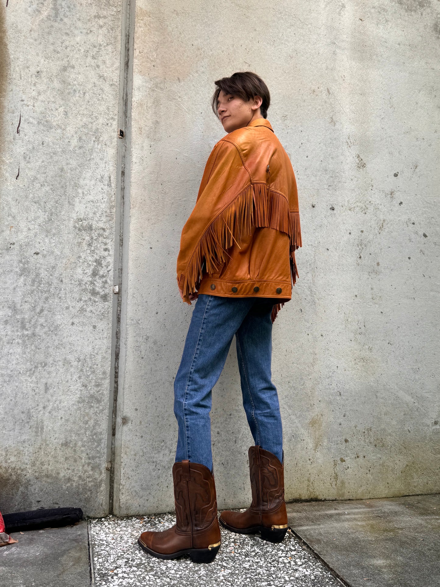 1980s M. Julian Leather Fringe Jacket