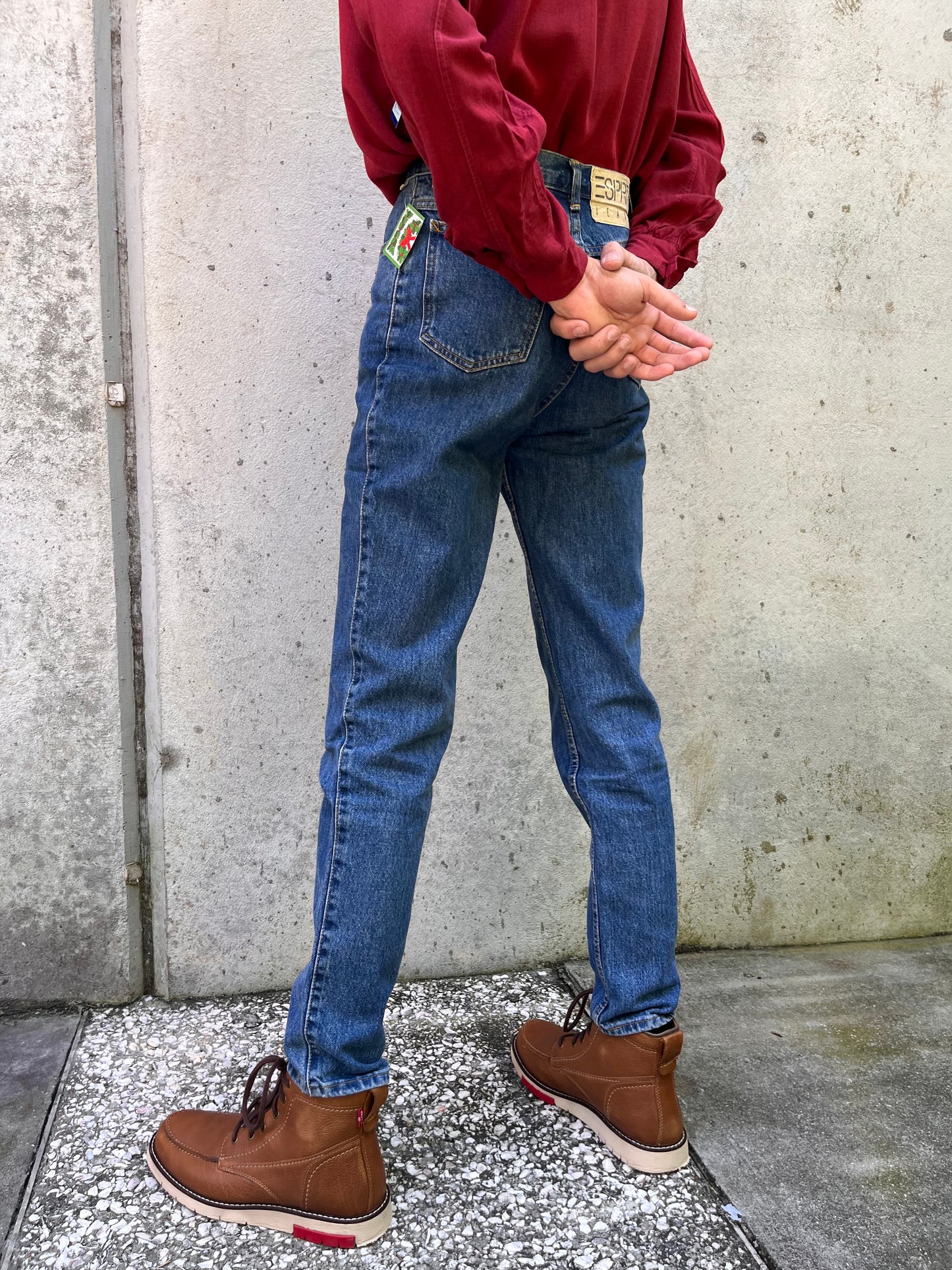 1990s Esprit Medium-Wash High-Waisted Taper Jeans