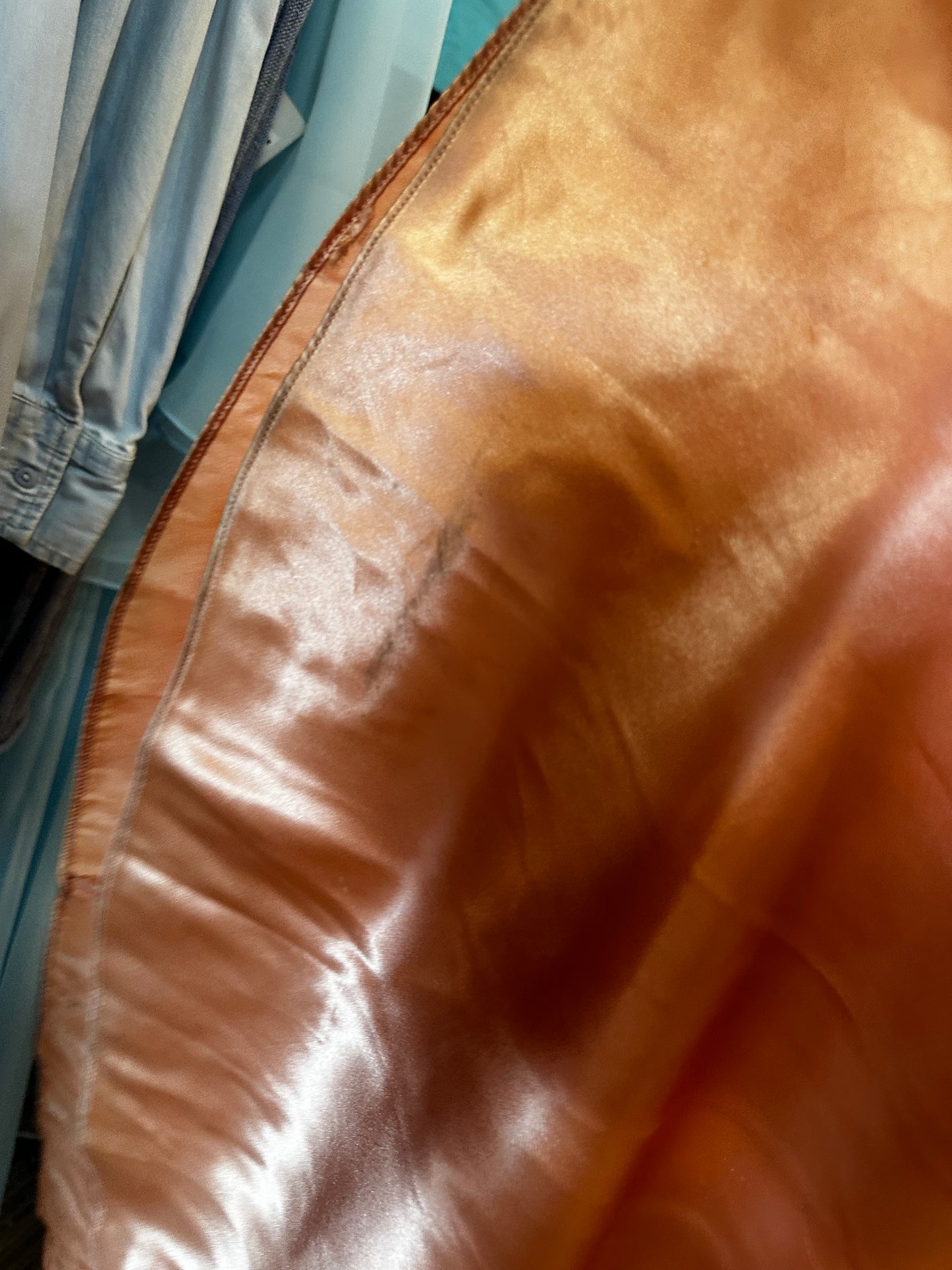 Antique 1920’s Peach Satin Drop-Waist Slip Gown