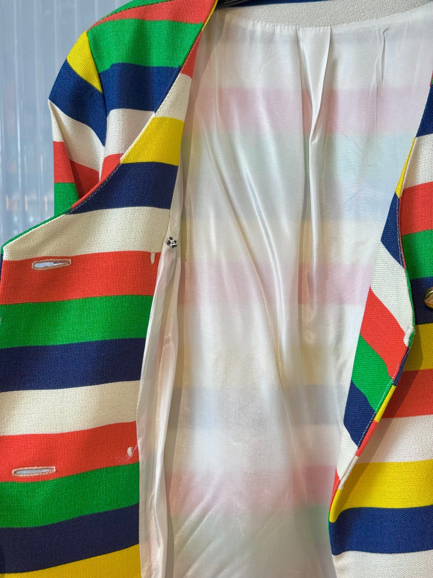 1960s Colorful Striped Shift Dress & Coat Set