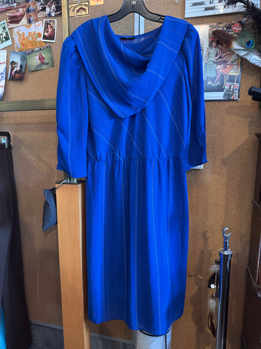 1980s Blue Dress + "Scarf" Set
