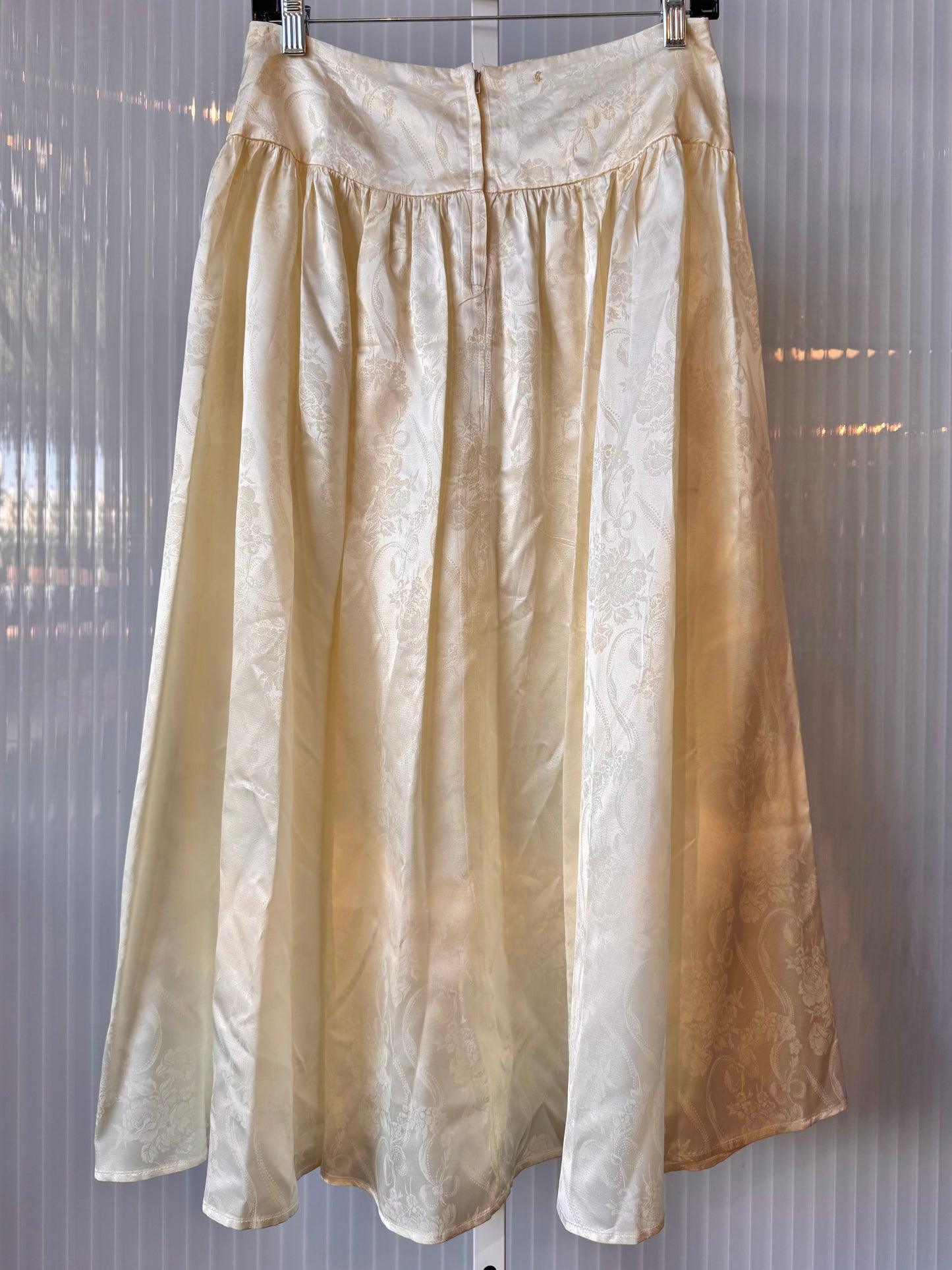 Gunne Sax Cream Jacquard Satin Skirt