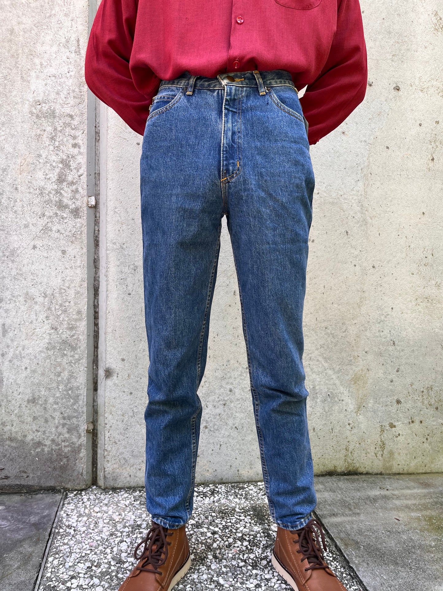 1990s Esprit Medium-Wash High-Waisted Taper Jeans