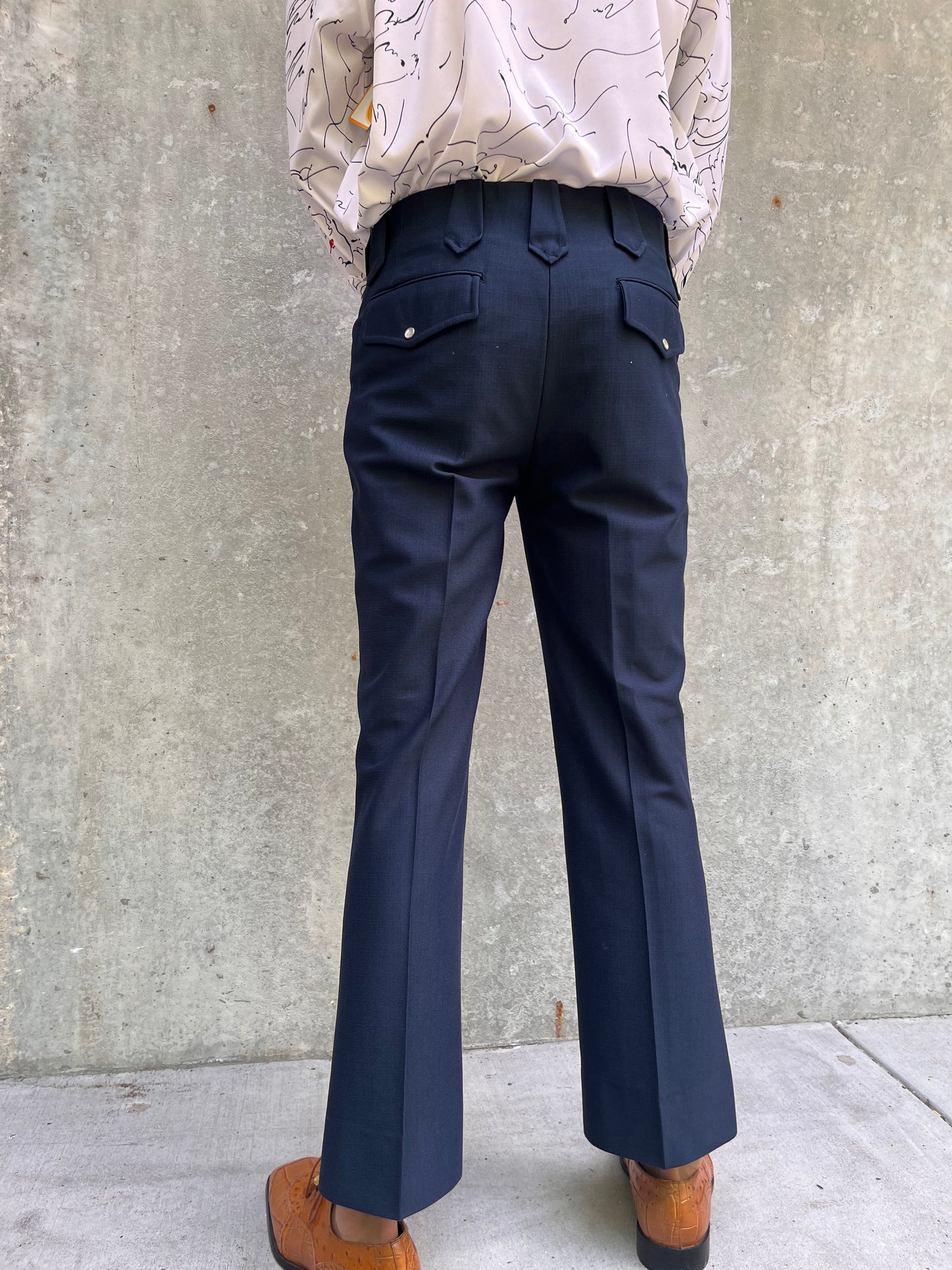 1970s Tregus Westwear Navy Blue Leisure-suit Trousers