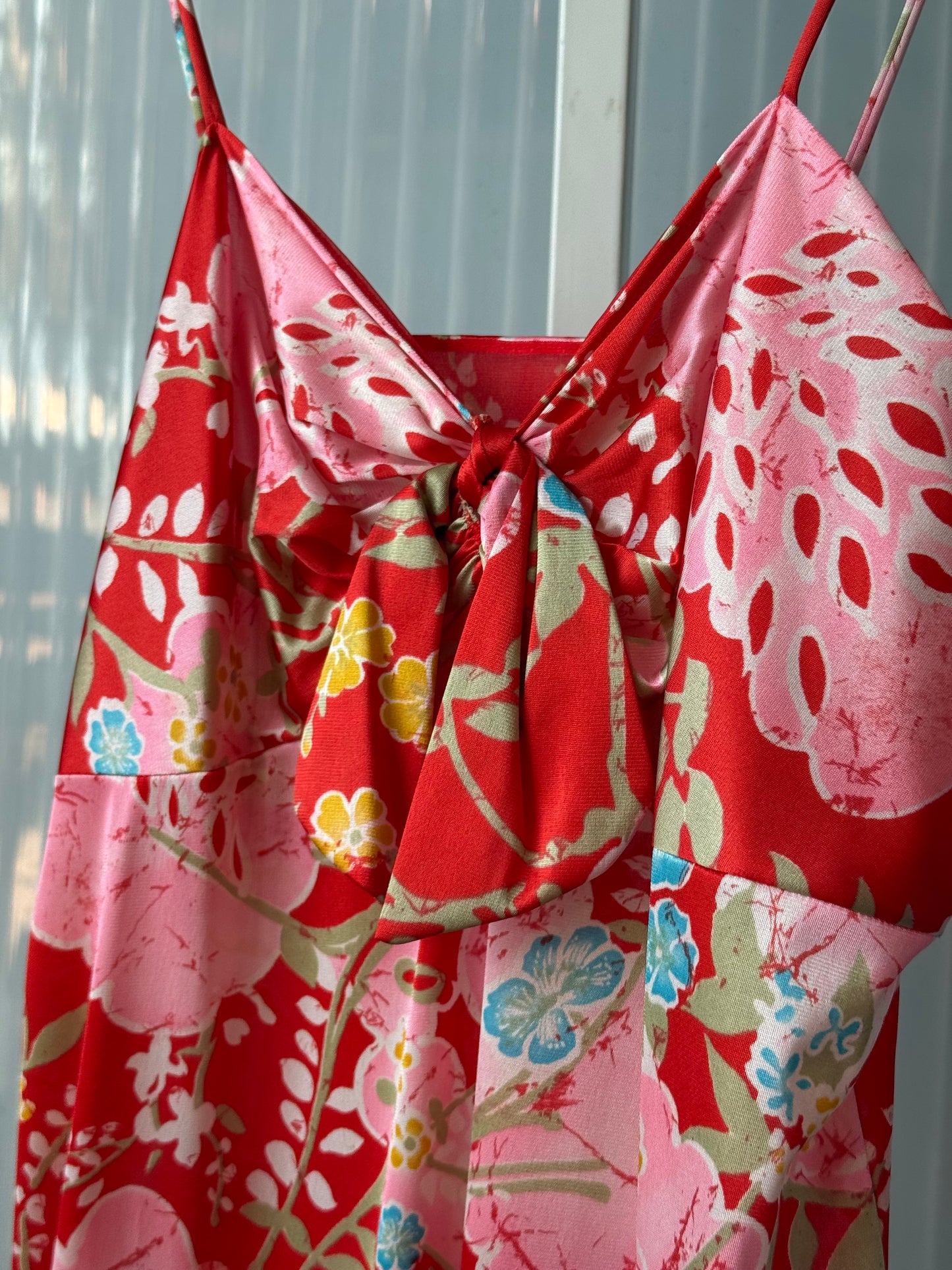 Red Multicolor Floral Pattern Sun Dress