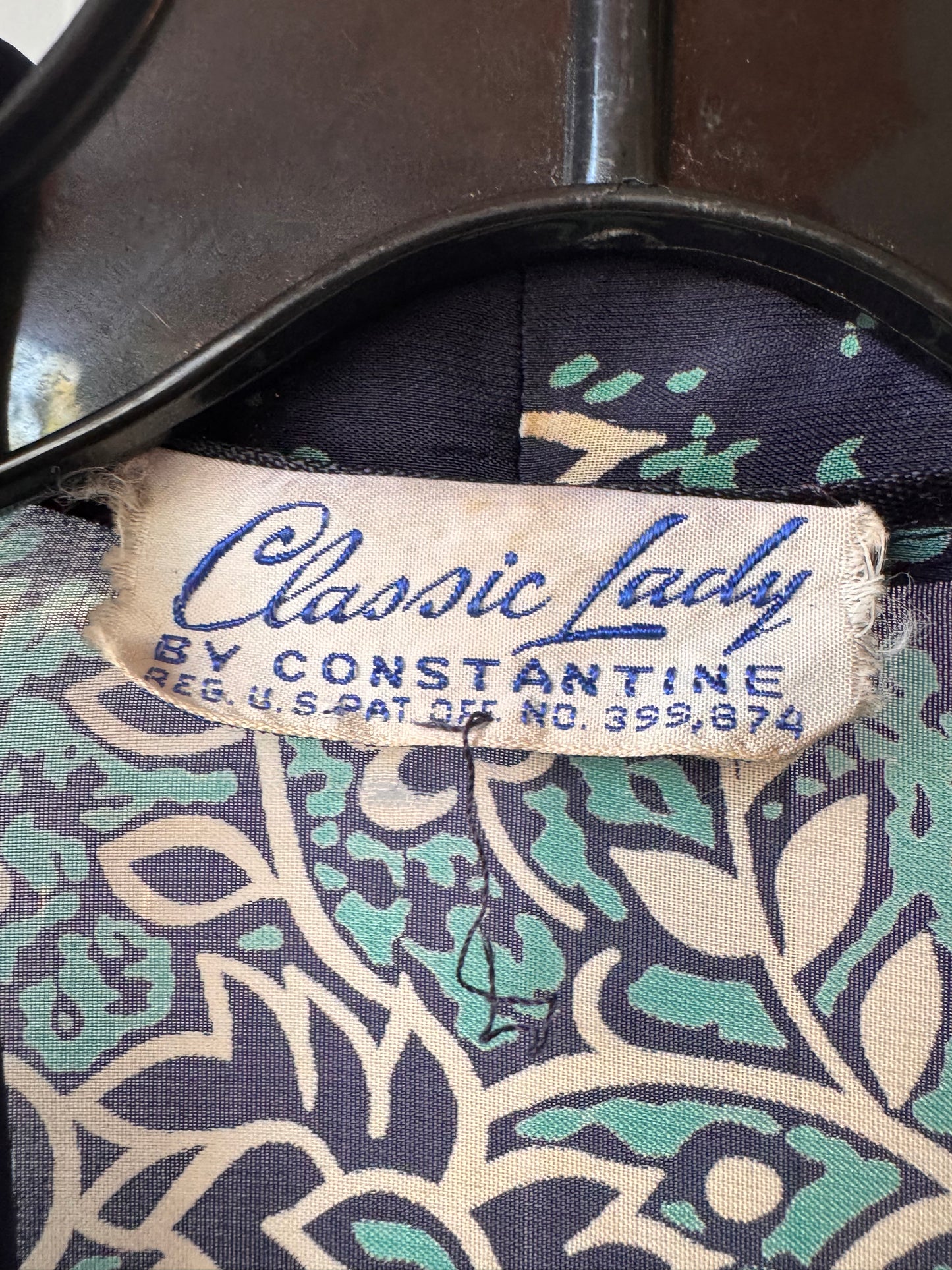 1940s Blue Floral Dress