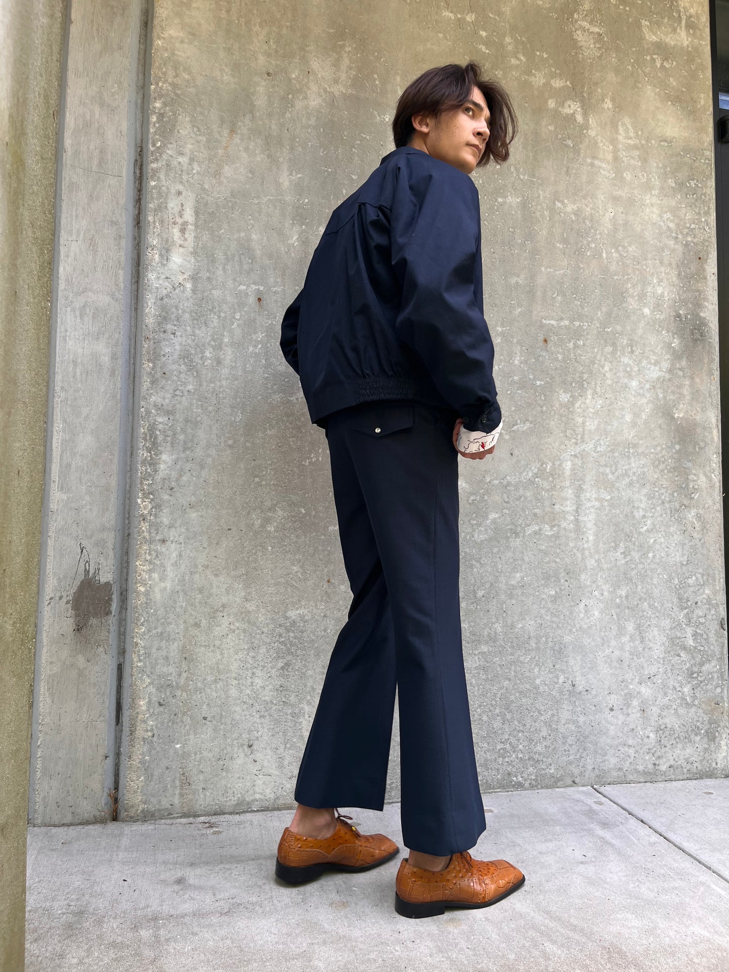 1970s Tregus Westwear Navy Blue Leisure-suit Trousers