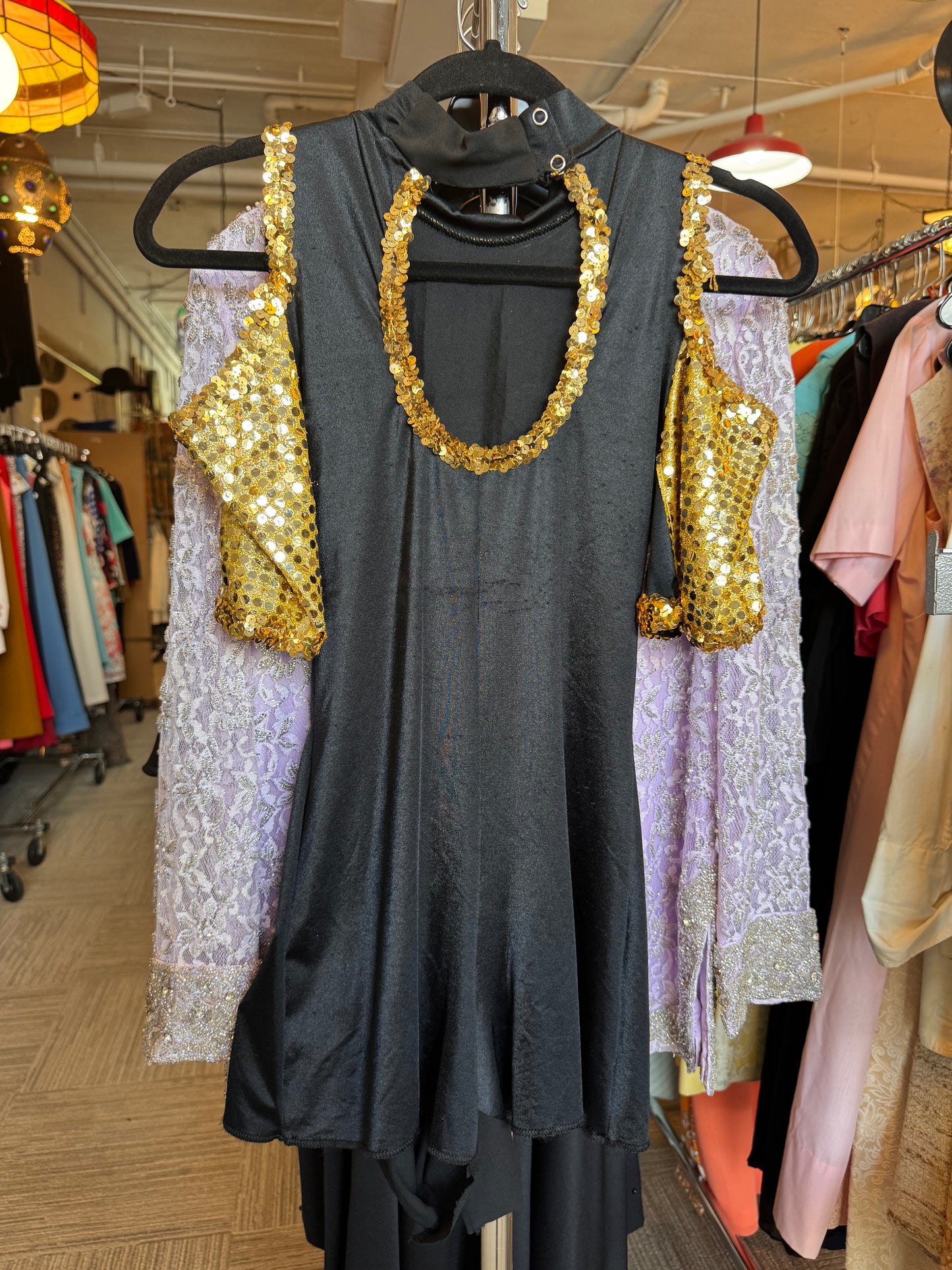 Black & Gold Sequin Leotard