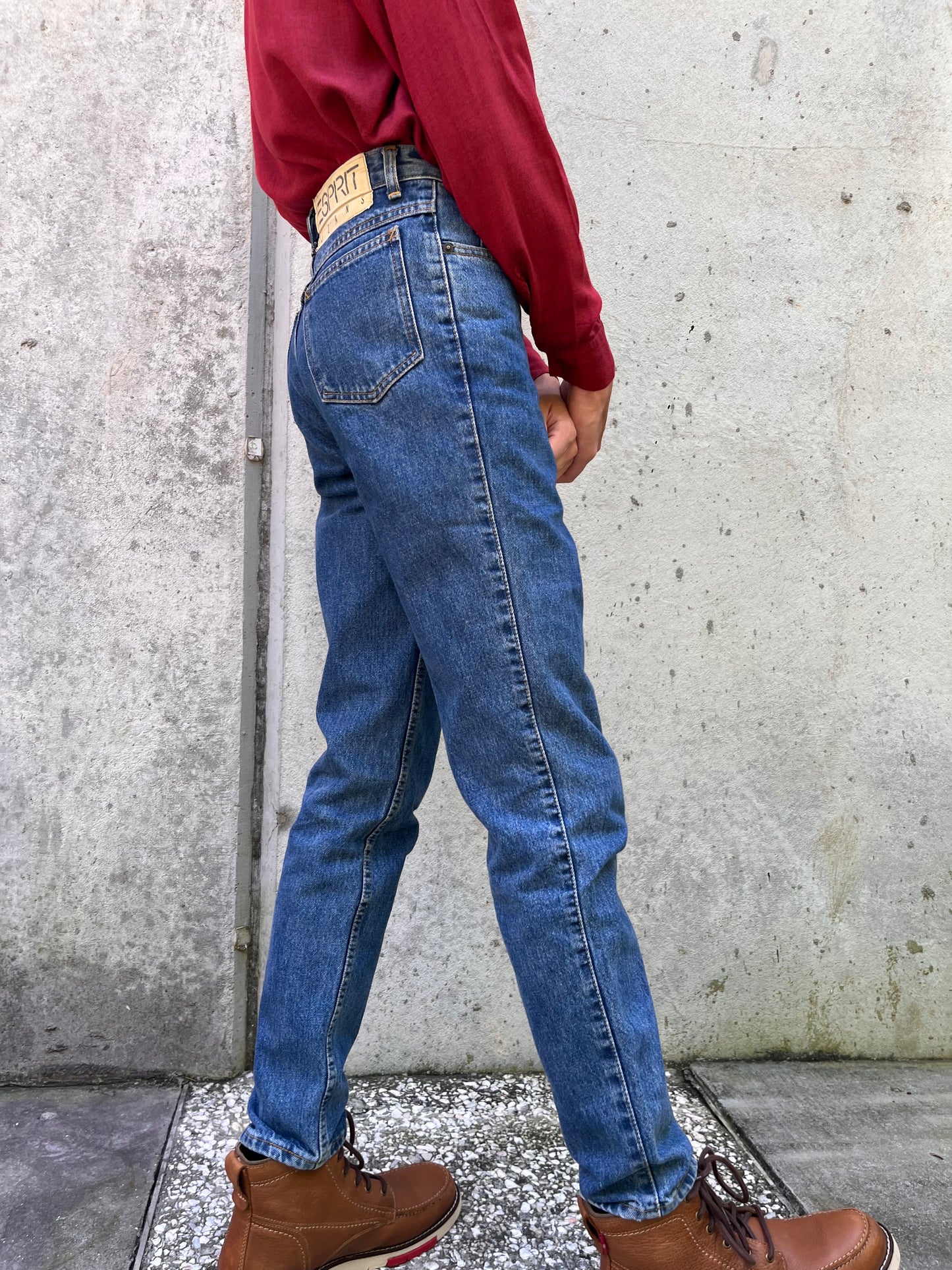 1990s Esprit Medium-Wash High-Waisted Taper Jeans