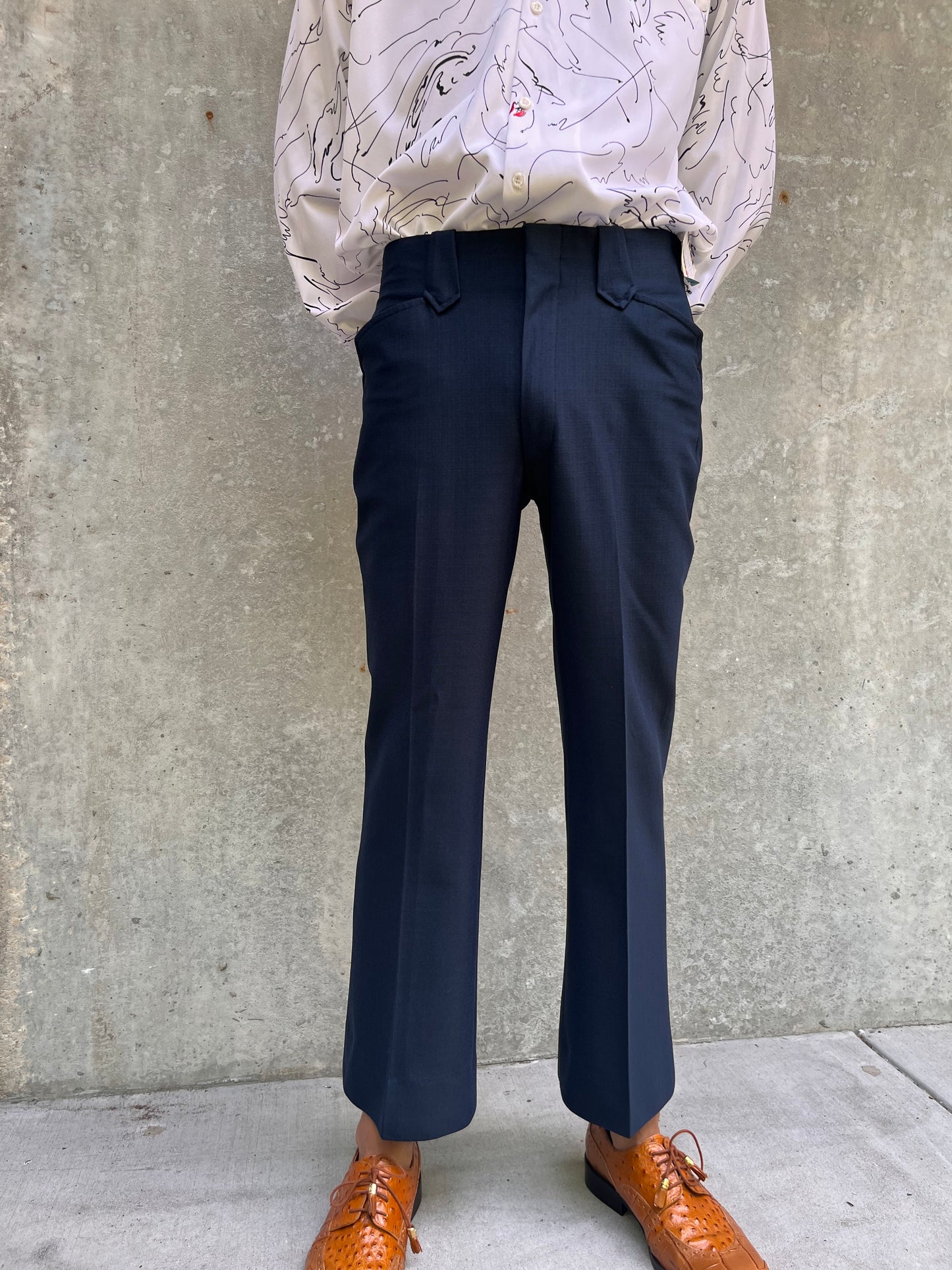1970s Tregus Westwear Navy Blue Leisure-suit Trousers