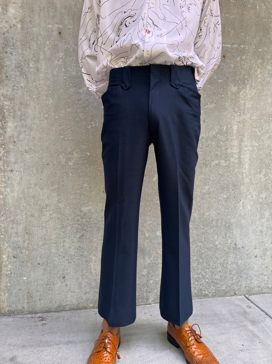 1970s Tregus Westwear Navy Blue Leisure-suit Trousers