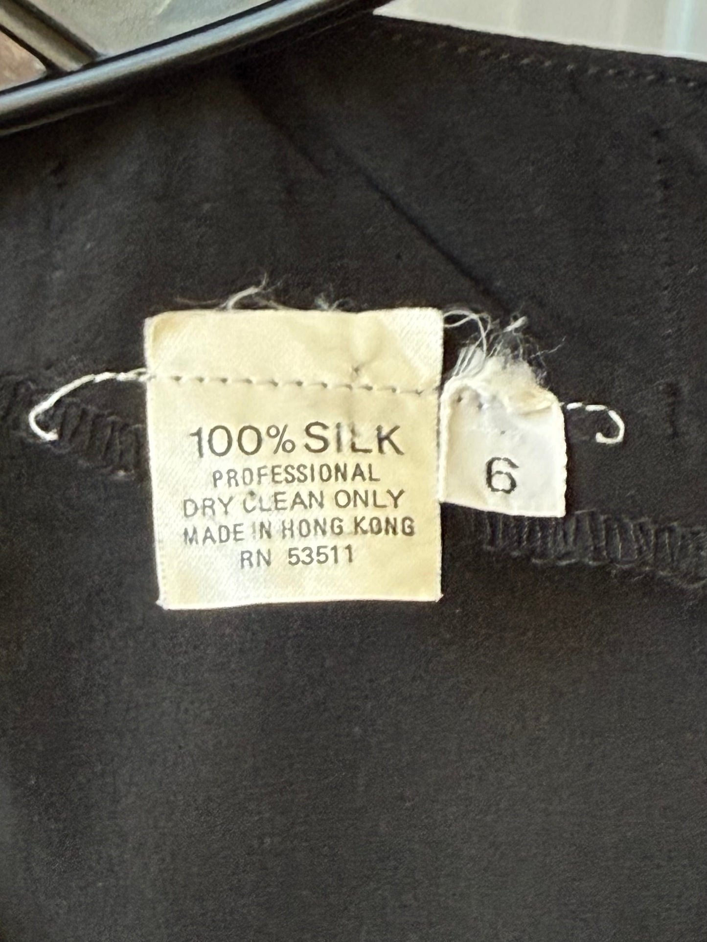 1980s Black 100% Silk Long-Sleeve Dress