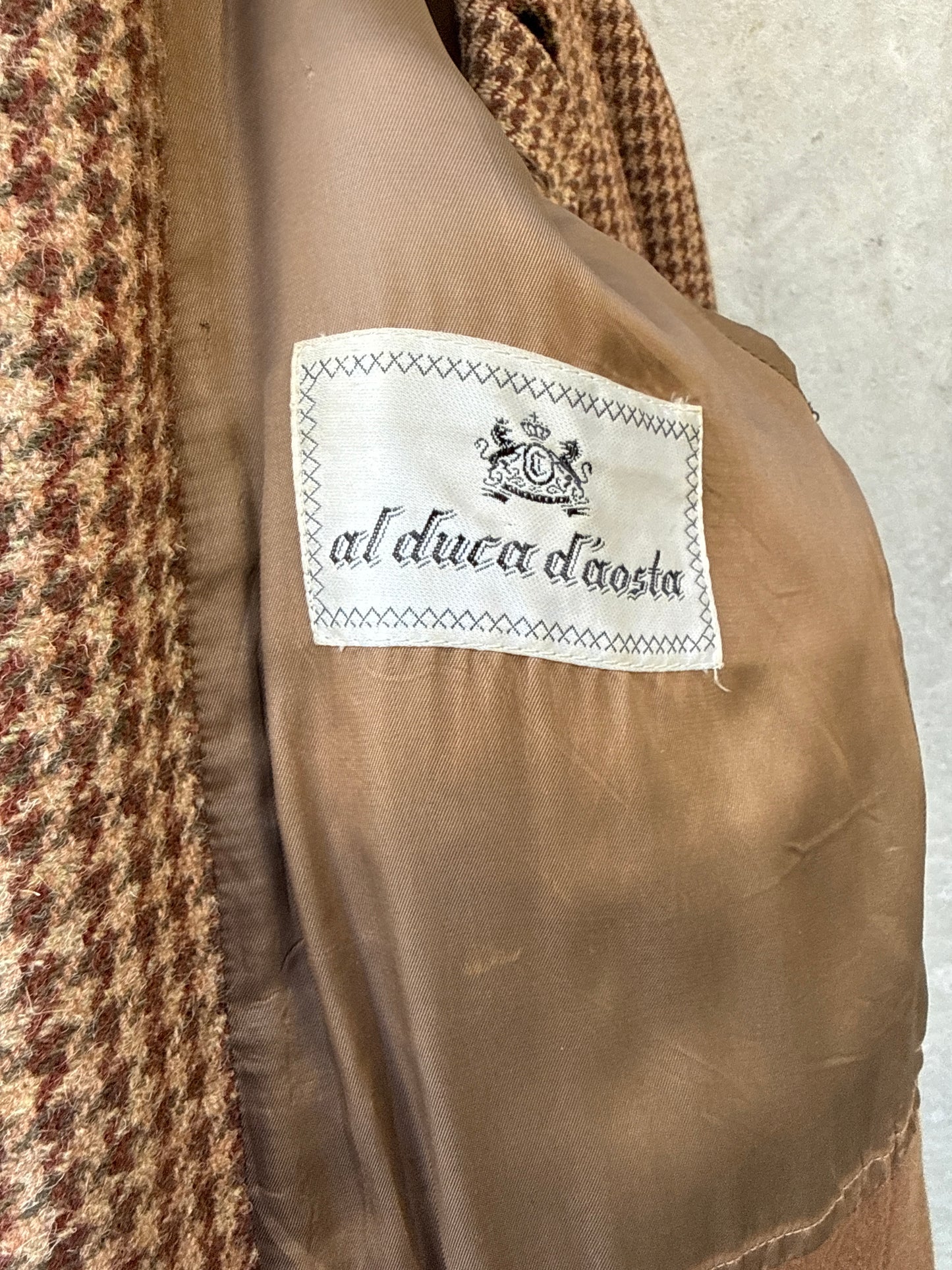 1940s Tweed Houndstooth Wool Overcoat