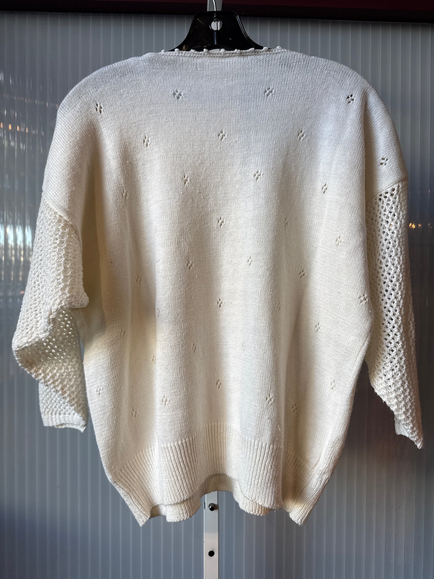 1980s White Sweater w/ Pearls