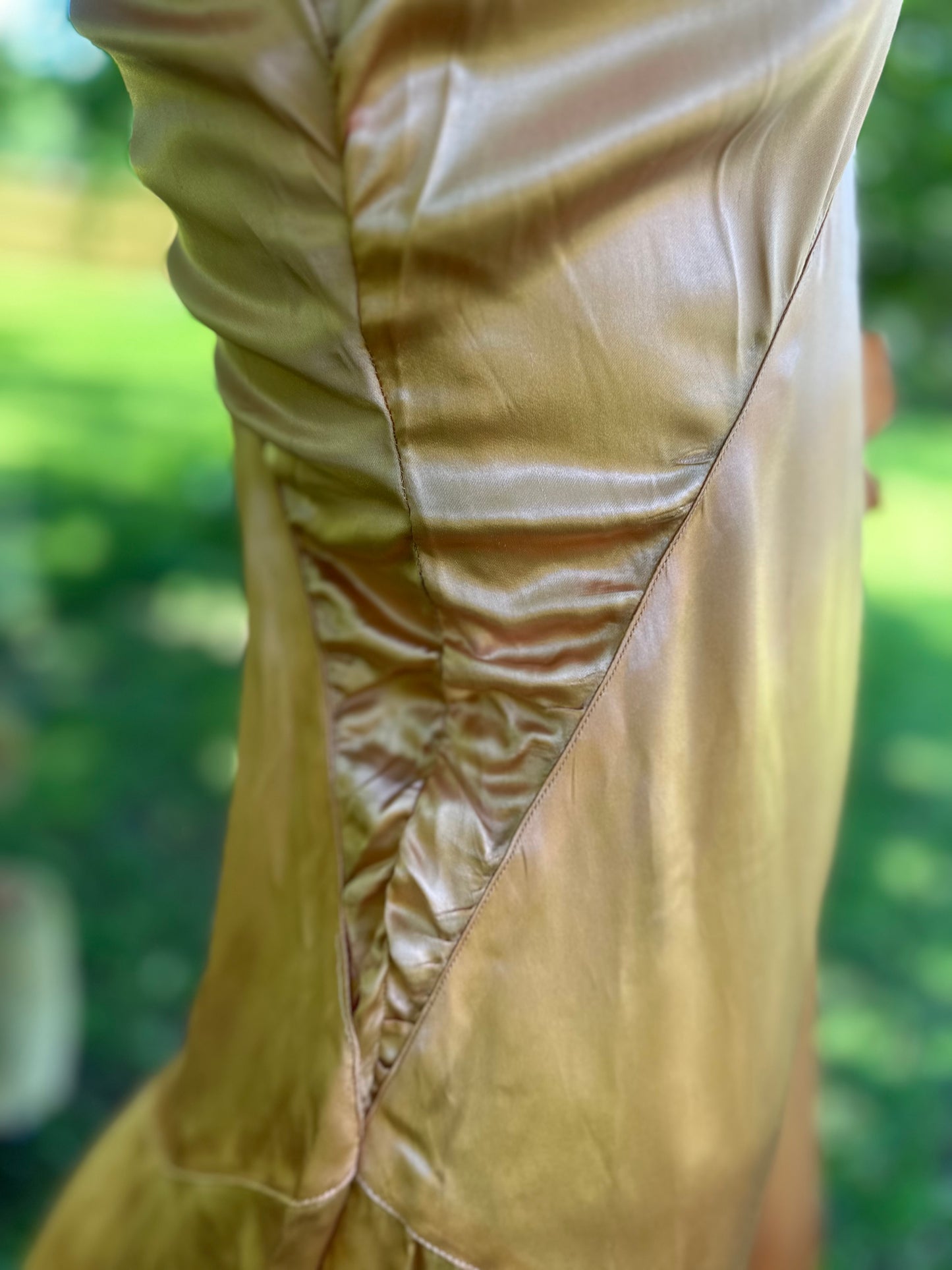 Antique 1920’s Peach Satin Drop-Waist Slip Gown