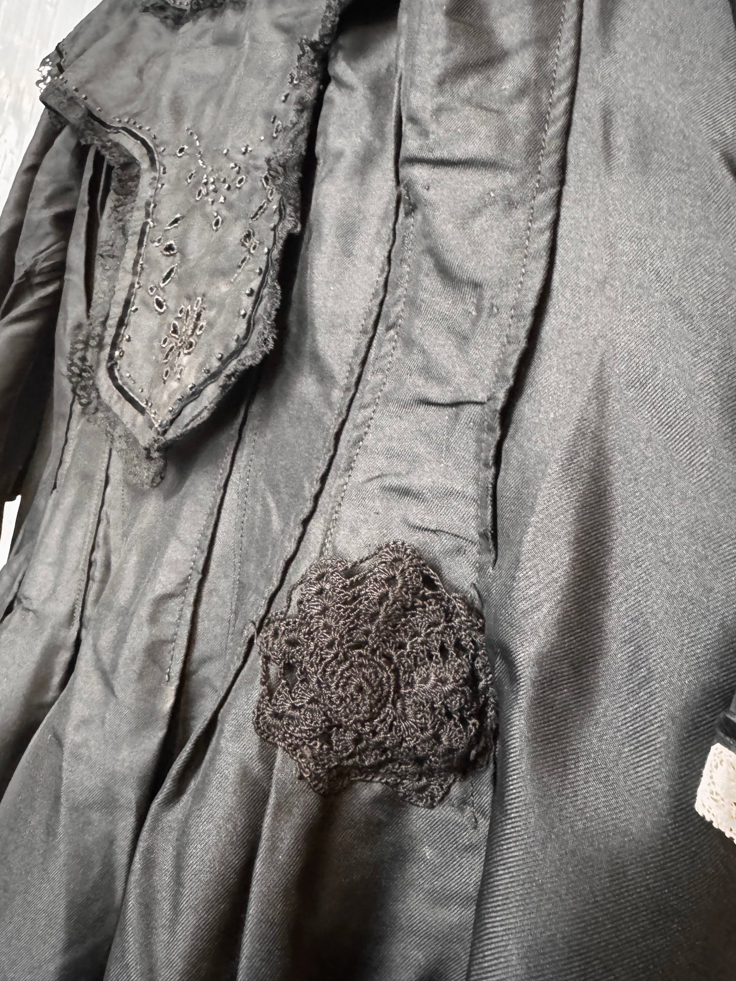 Late Victorian Black Dress With Boning