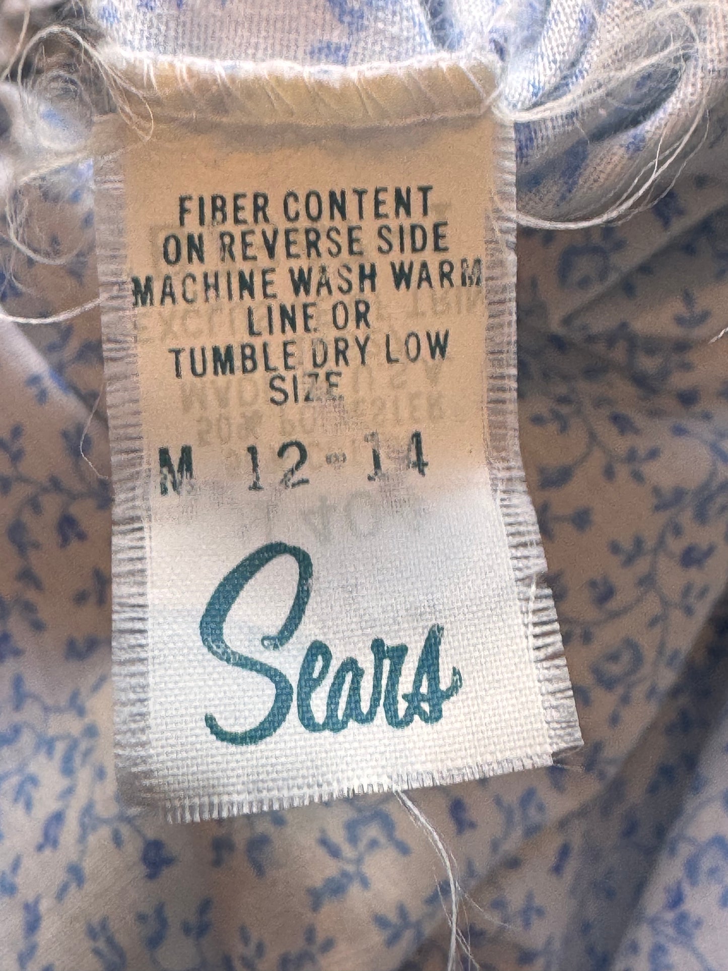 1960s Sears Blue Floral Nightgown