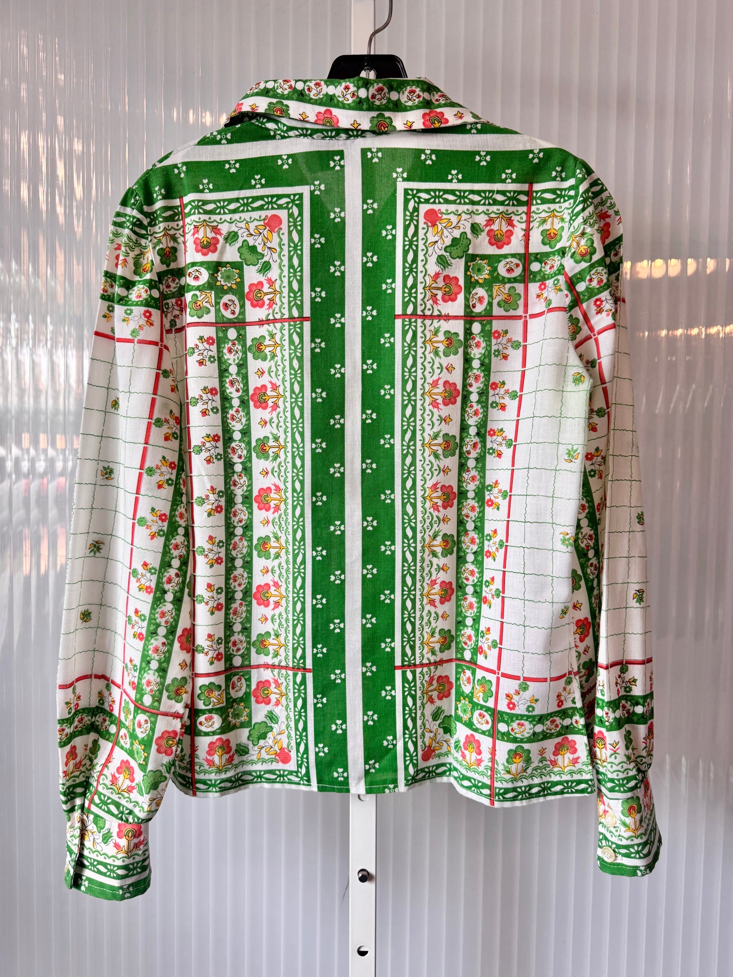 1970s Green Orange & White Point Collar Shirt