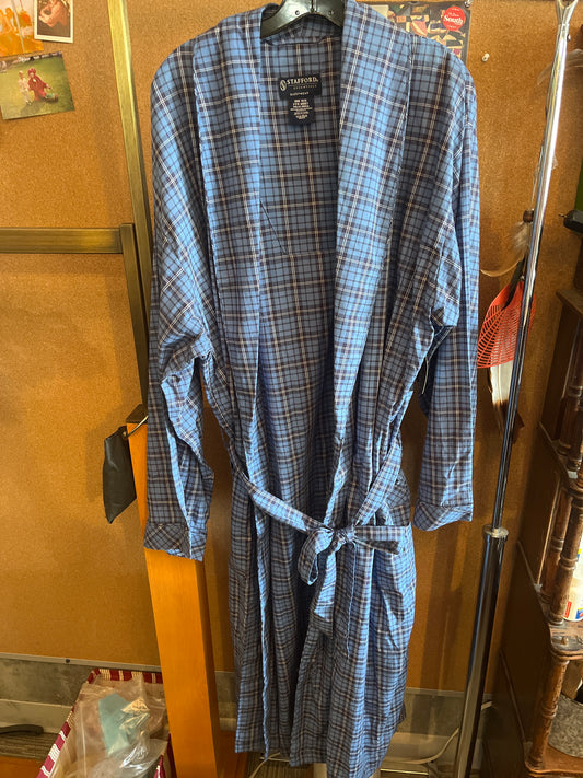 1990s Stafford Blue Plaid Robe
