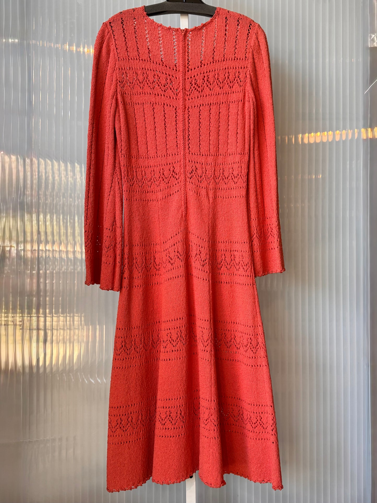 1970s Picardo Knits Coral Knit Dress