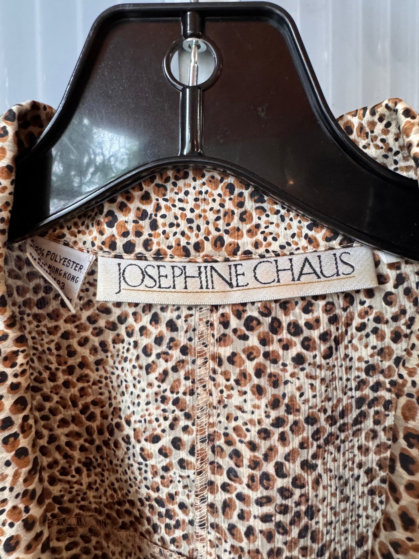 1980s Leopard Print Collared Business Blouse