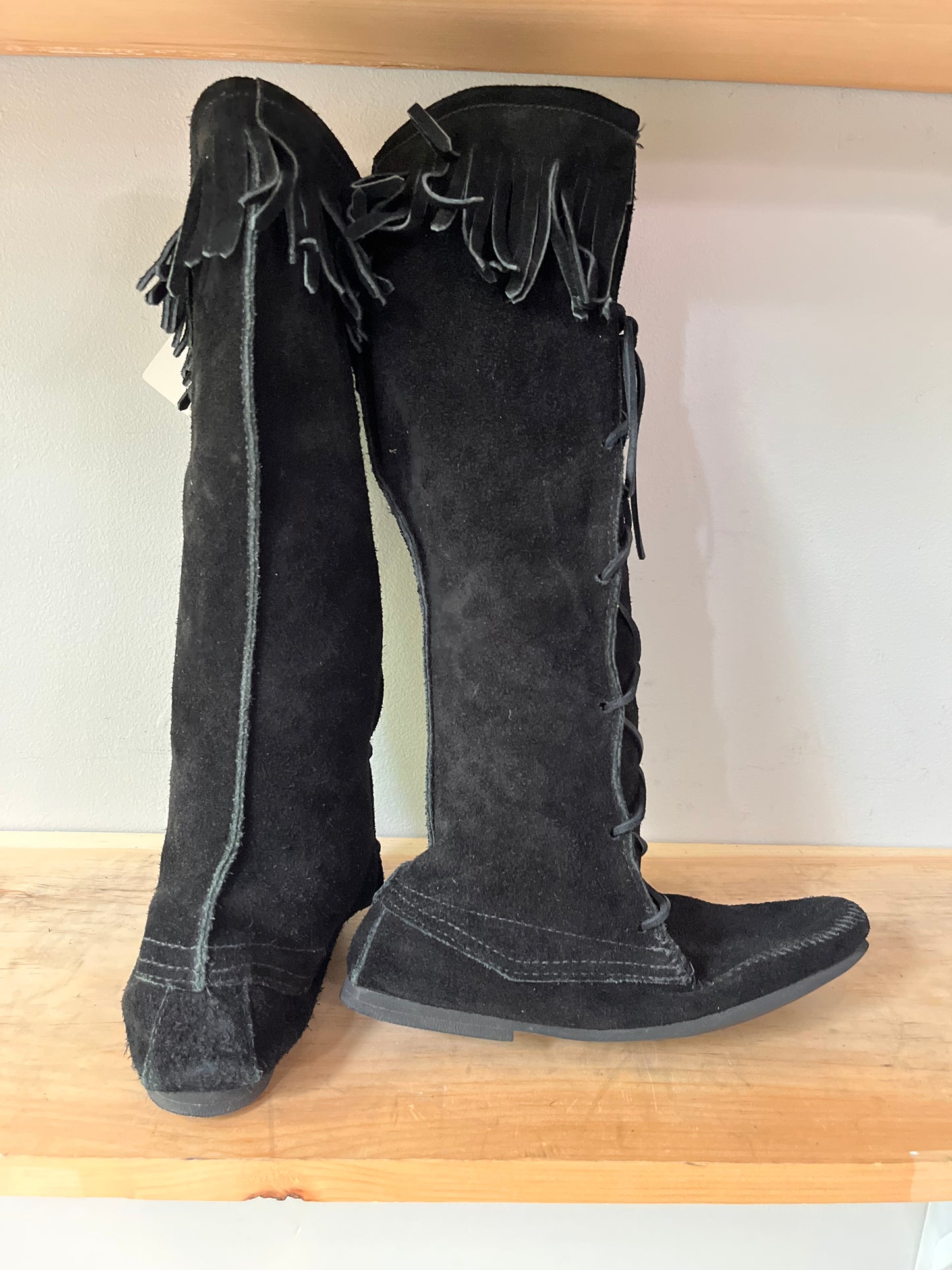 Minnetonka Black Suede Moccasins