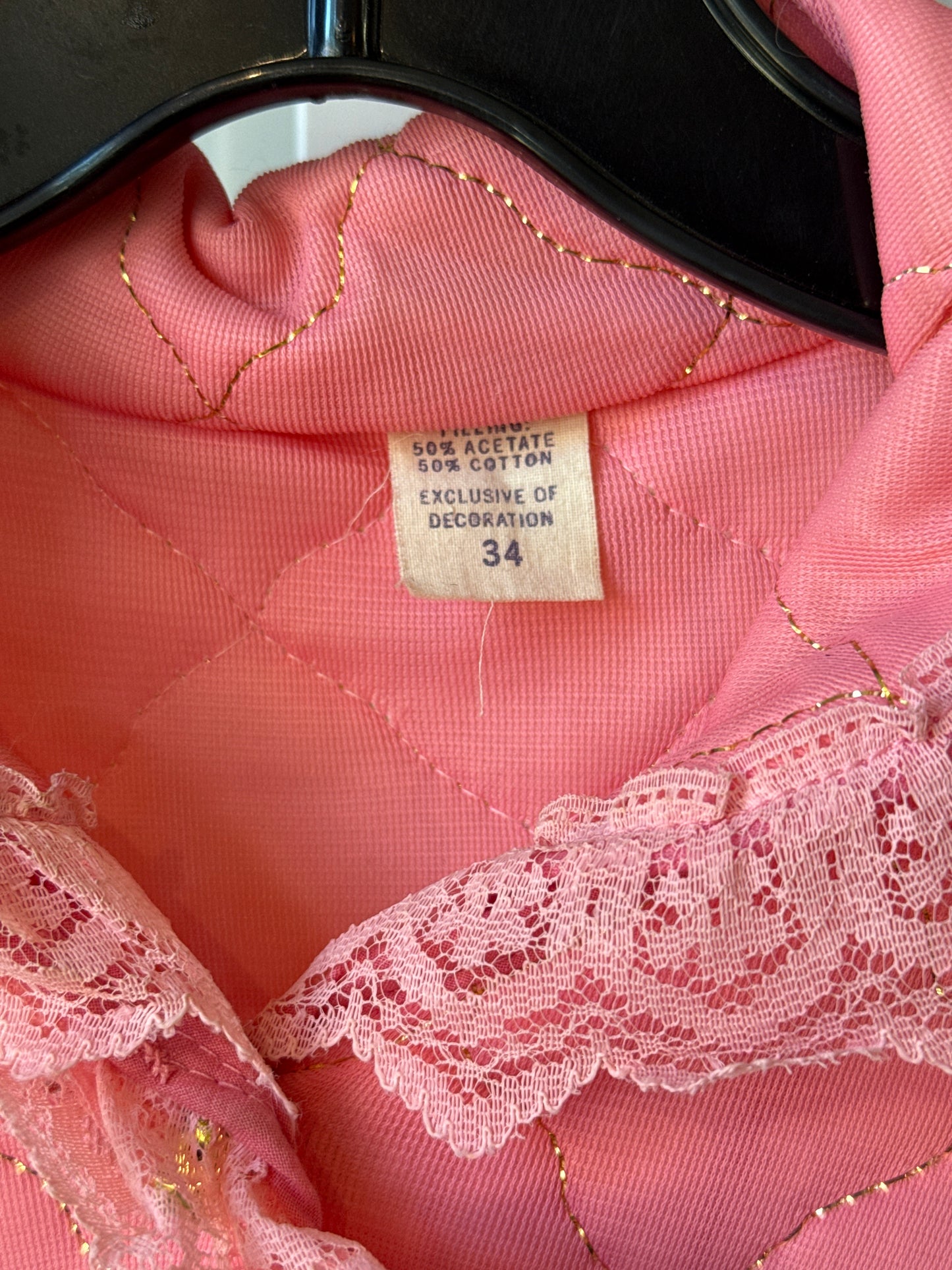 1960s Pink Sparkly Quilted Bed Jacket