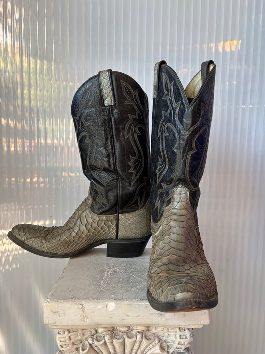 Dan Post 2-Tone Snakeskin Cowboy Boots Size 10D