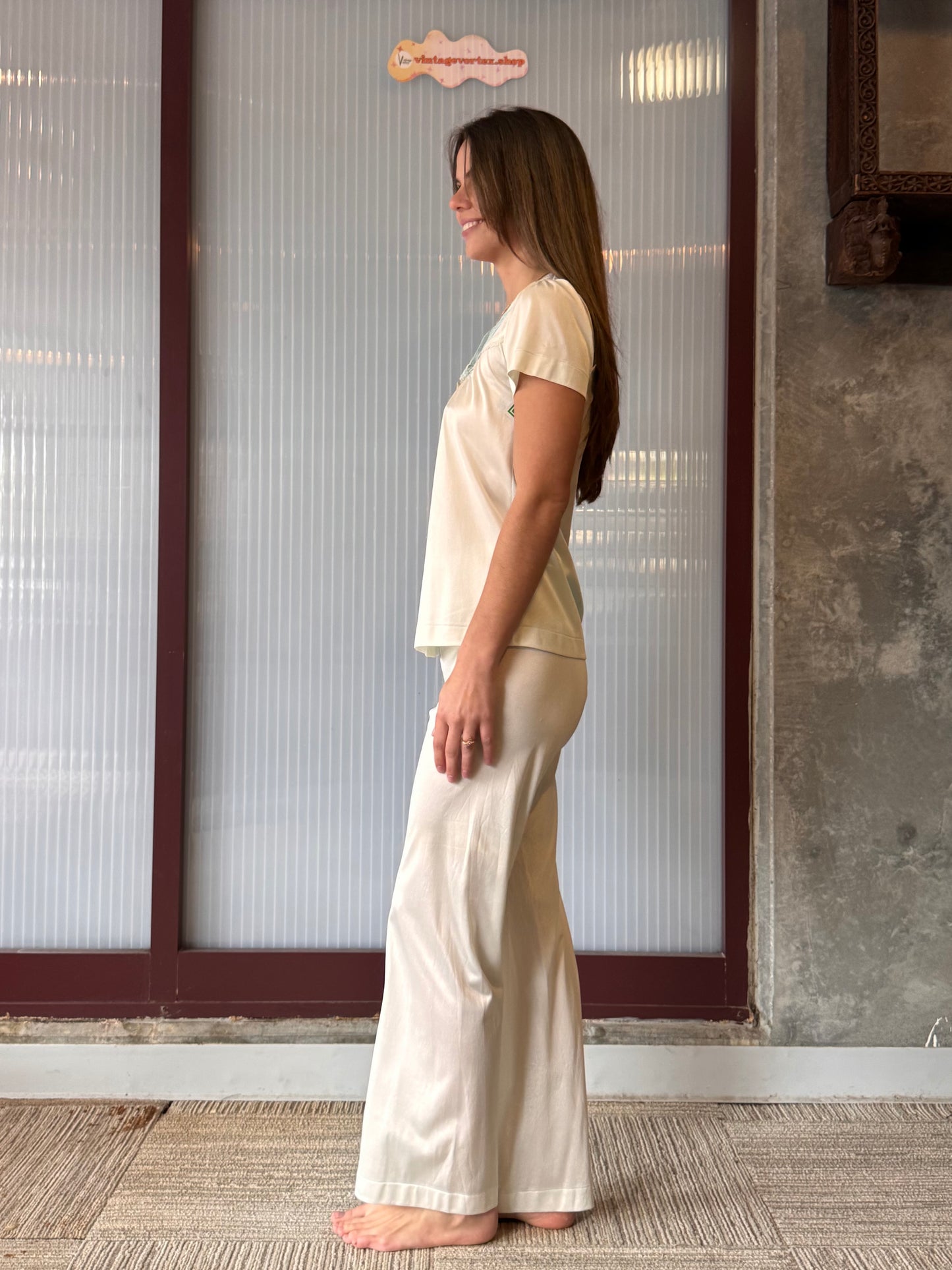 1960s Texsheen Green 2-piece Pajama Ser