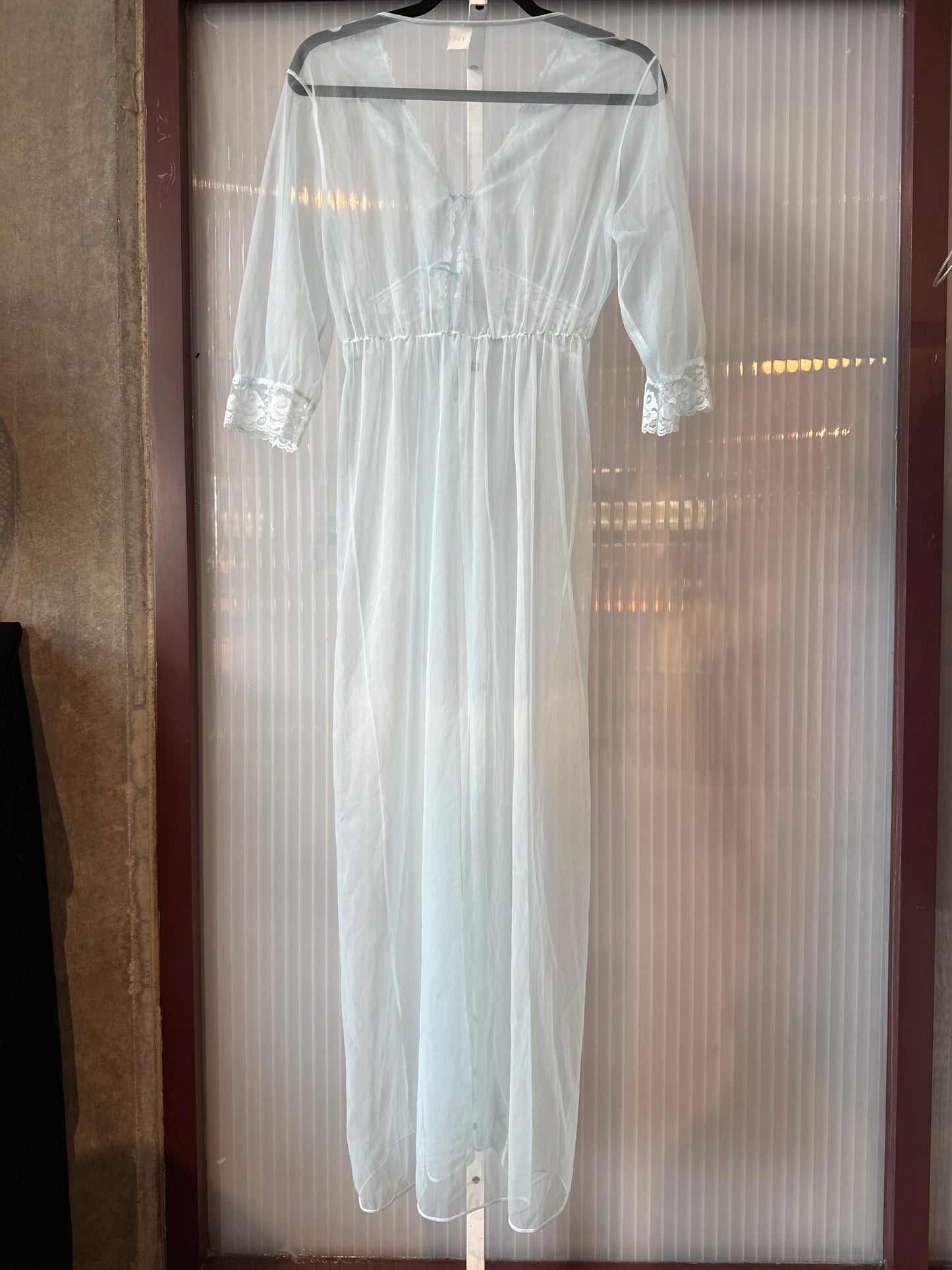 1950s Baby Blue Sheer Nylon Robe