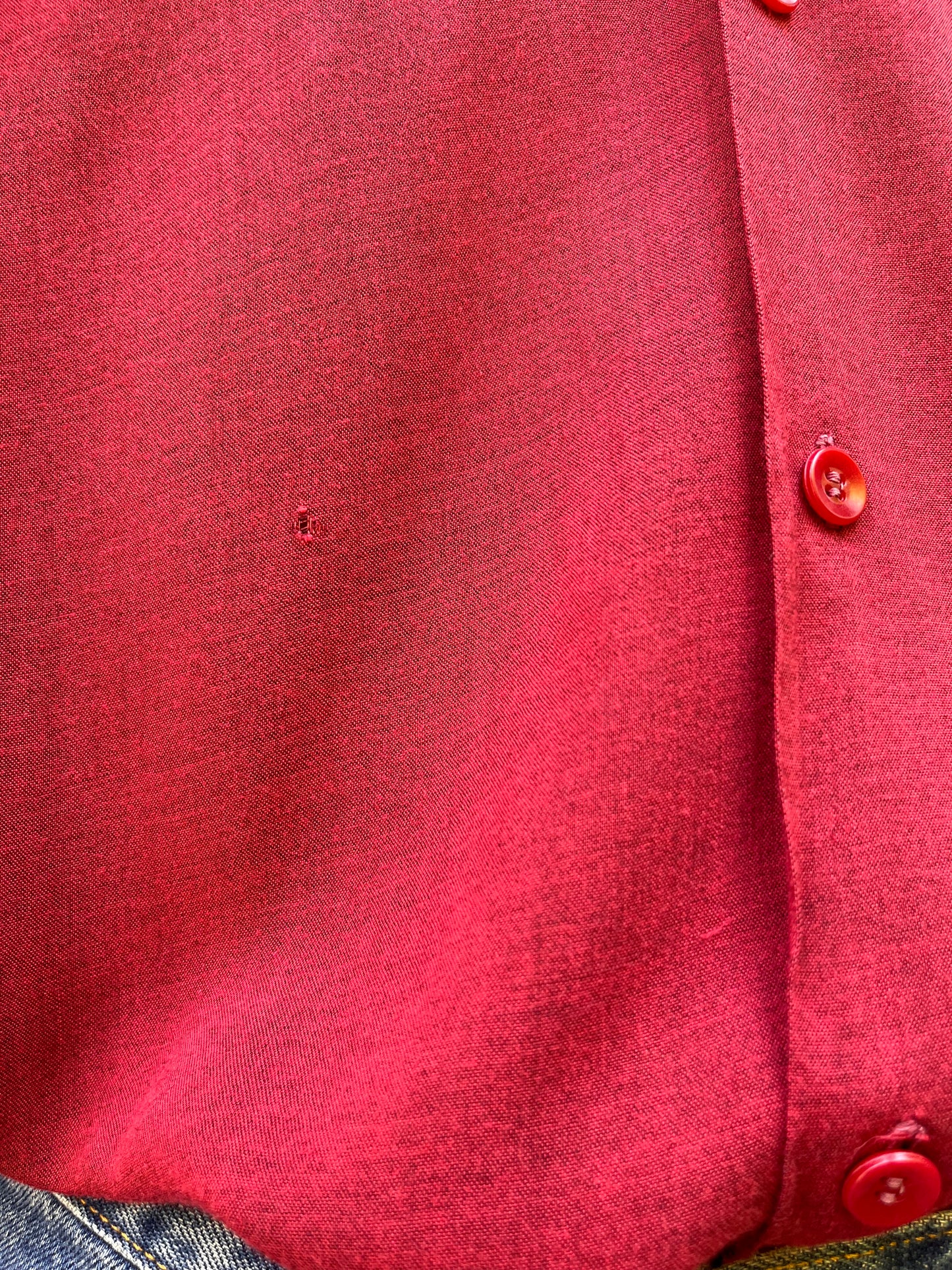 1950s Truval Red Button-up Shirt