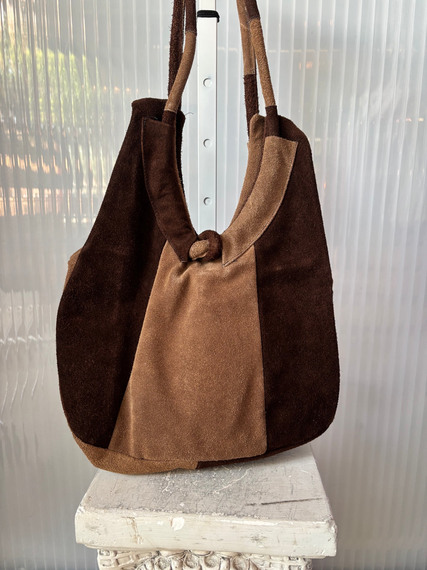 2-Tone Brown Suede Boho Bag