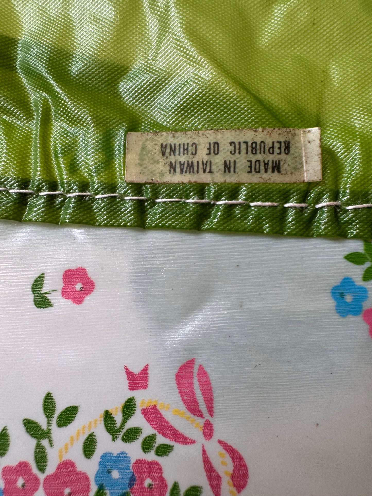 1960s Pink & Green Floral Plastic Apron