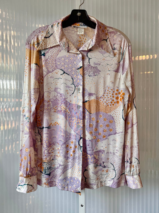1970s Lavender Point-Collar Button Up Shirt