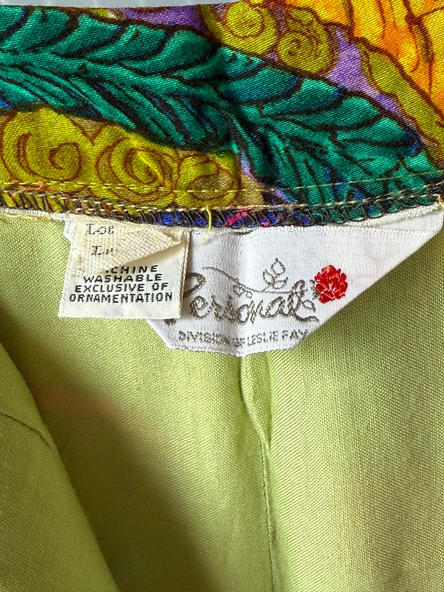1960s Neon Abstract Floral Hawaiian Print Wrap Maxi Skirt