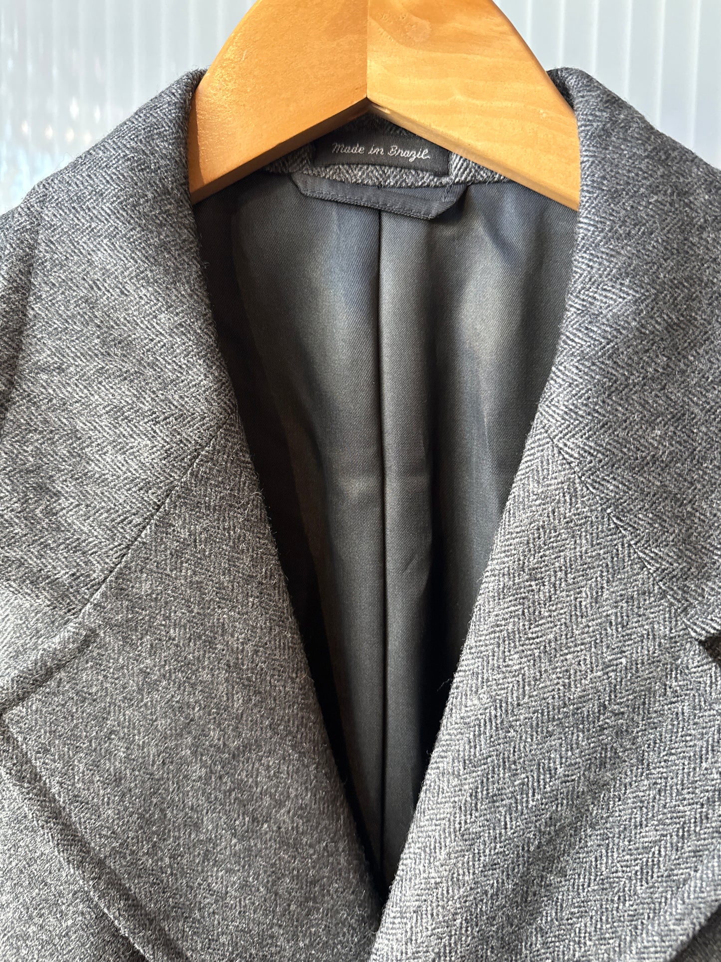 Grey Herringbone Wool Over Coat