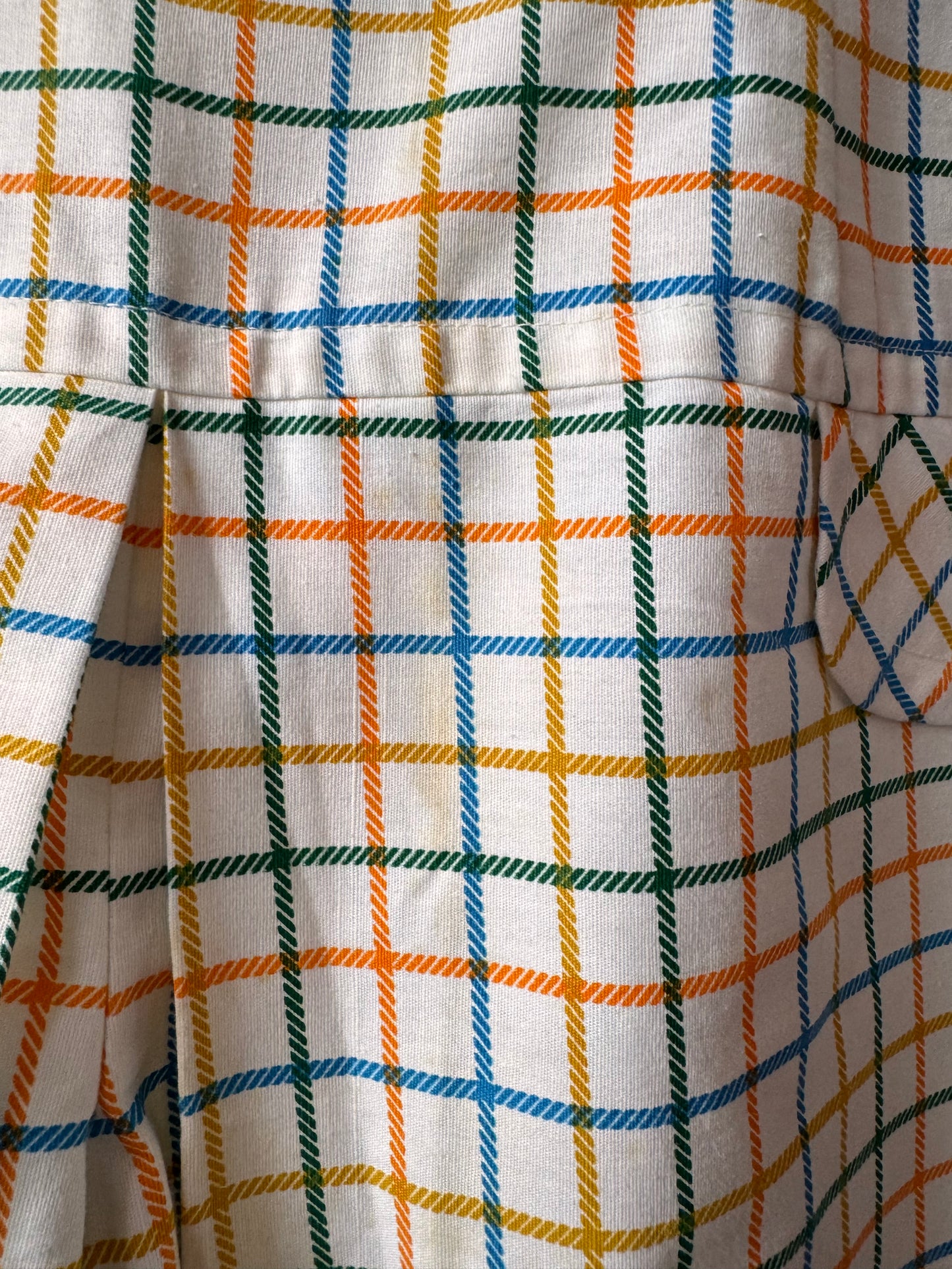 1970s Multicolor Tattersall-Check Romper