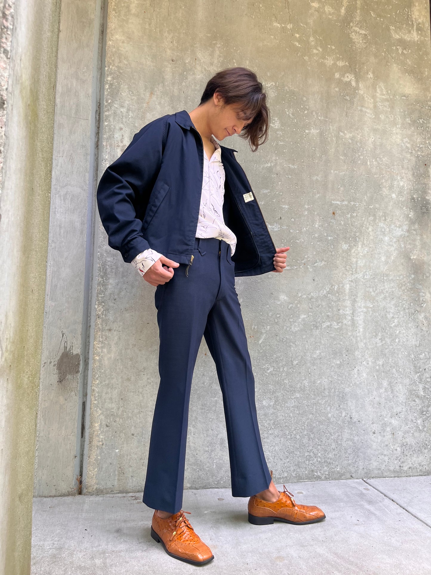 1970s Tregus Westwear Navy Blue Leisure-suit Trousers