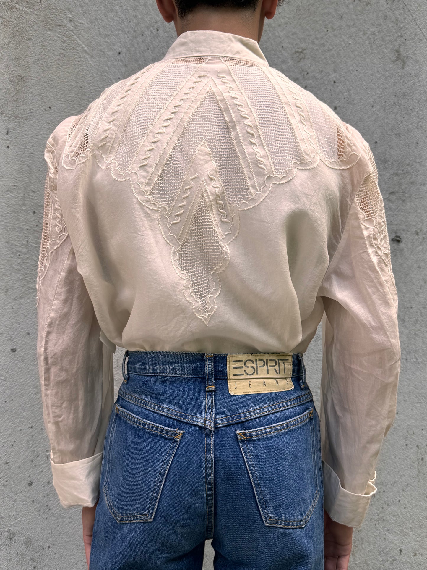 1980s Sheer Eyelet Button-up Shirt