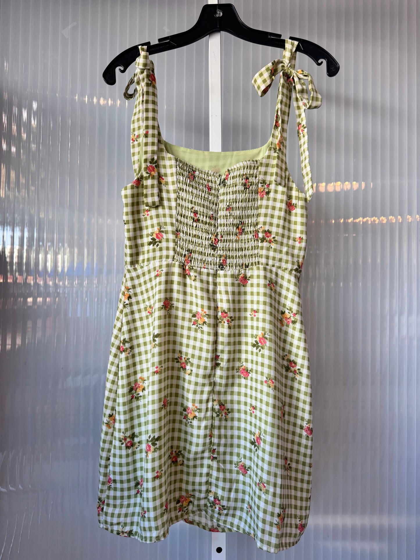 Green Gingham & Floral Dress