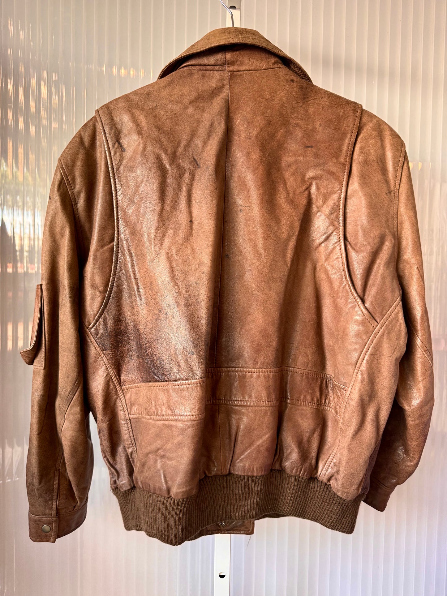 1980s Avanti Airborne Brown Leather Bomber Jacket