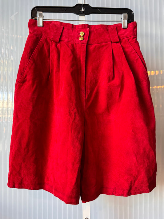 1980s Red Suede Pleated Shorts