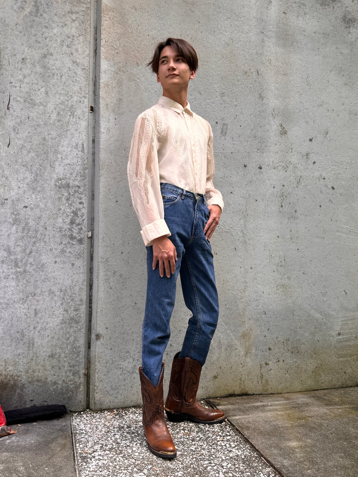 1980s Sheer Eyelet Button-up Shirt