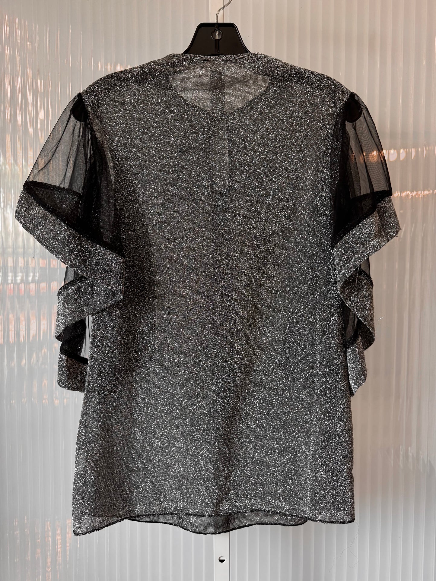 1990s Black & Gunmetal Silver Blouse