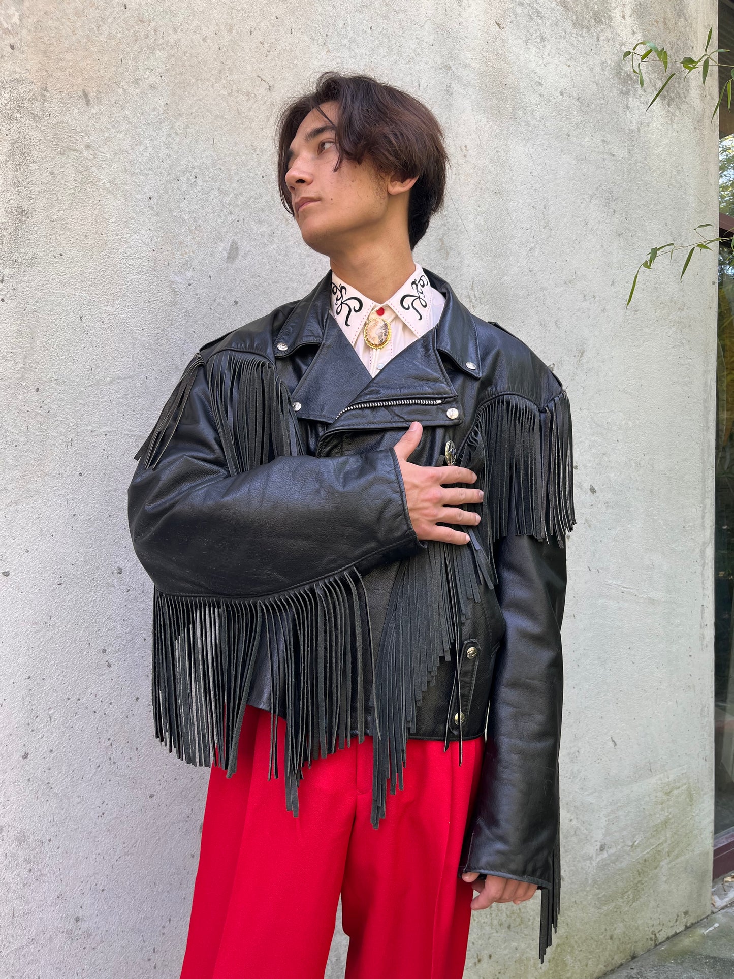 1980s Dur O Jac by Schott N.Y.C. Black Fringe Leather Moto Jacket